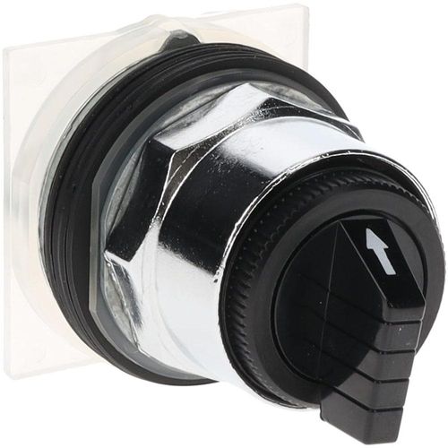 Main product image of Selector Switch, 3 Positions, Momentary (MO), 600V, Black Knob & Push Button, 9001KS72B