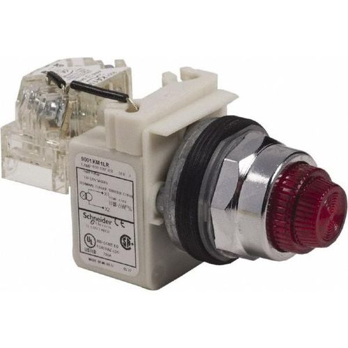 Main product image of 120 VAC Red Lens LED Pilot Light Round Lens, Screw Clamp, 9001KT1LRR31