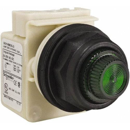 Main product image of 24 V, 28 V Green Lens LED Indicating Light Round Lens, Screw Clamp, Corrosion/Dust/Oil Resistant, 9001SKP35LGG31