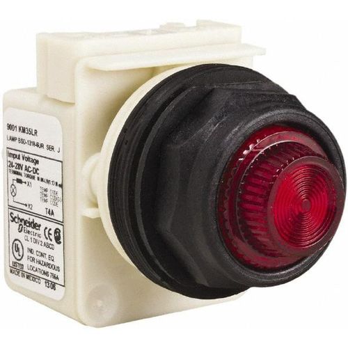 Main product image of 24 V, 28 V Red Lens LED Indicating Light Round Lens, Screw Clamp, Corrosion/Dust/Oil Resistant, 9001SKP35LRR31