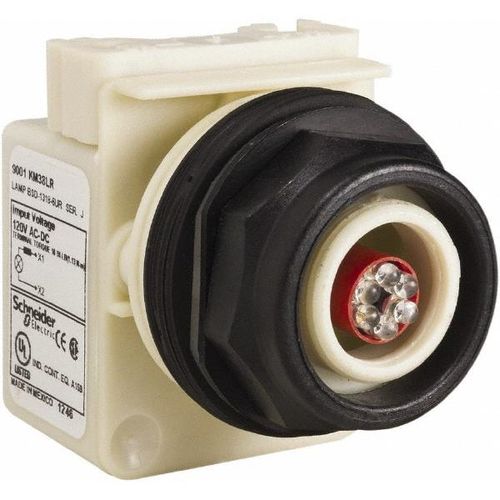 Main product image of 120 V LED Indicating Light Round Lens, Screw Clamp, Corrosion/Dust/Oil Resistant, 9001SKP38LR