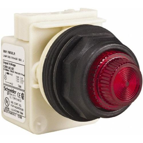 Main product image of 120 V Red Lens LED Indicating Light Round Lens, Screw Clamp, Corrosion/Dust/Oil Resistant, 9001SKP38LRR31