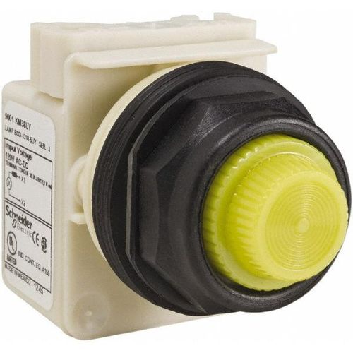 Main product image of 120 V Yellow Lens LED Indicating Light Round Lens, Screw Clamp, Corrosion/Dust/Oil Resistant, 9001SKP38LYY31