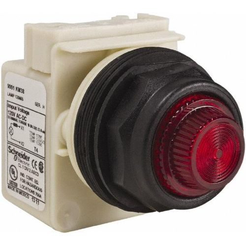 Main product image of 120 V Red Lens Indicating Light, Screw Clamp, Corrosion/Dust/Oil Resistant, 9001SKP38R31