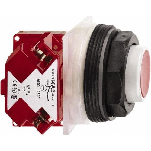 Main product image of Push-Button Switch, 30 mm Mounting Hole Dia, Momentary, NC, 600VAC, 9001SKR3RH6