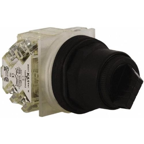 Main product image of 2 Position Selector Switch, Maintained (MA), 600Vac, 10 Amp, Black Knob & Push Button NEMA1, 12, 13, 2, 3, 3R, 4, 4X & 6, 9001SKS11BH2