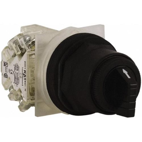 Main product image of 3 Position Selector Switch, Maintained (MA), 600Vac, 10 Amp, Black Knob & Push Button NEMA1, 12, 13, 2, 3, 3R, 4, 4X & 6, 9001SKS43BH13