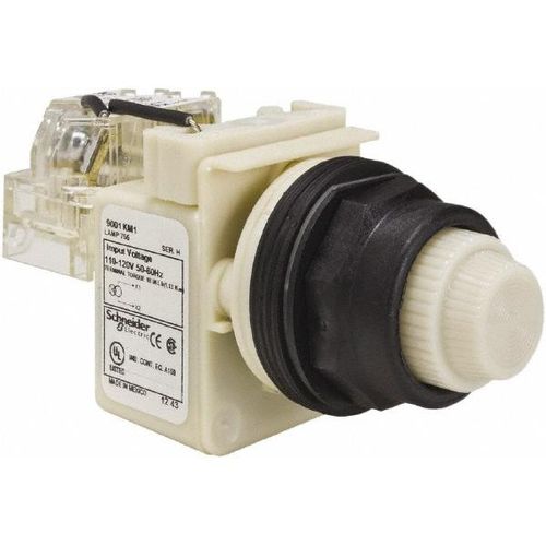 Main product image of 110 VAC at 50/60 Hz via Transformer, 120 VAC at 50/60 Hz via Transformer White Lens Press-to-Test Indicating Light, 9001SKT1W31