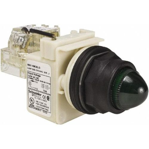 Main product image of 120 V Green Lens LED Press-to-Test Indicating Light, 9001SKT38LGG9
