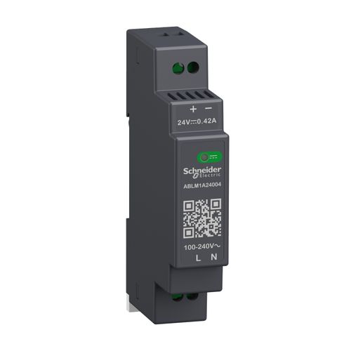 Main product image of Regulated Power Supply, 100 to 240 VAC, 24V Output, 0.4A, Single Phase, ABLM1A24004