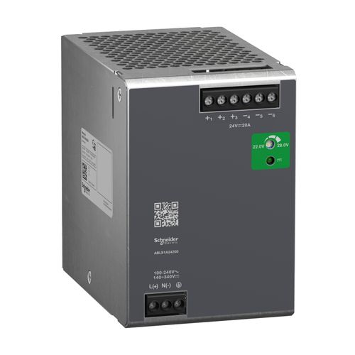 Main product image of Regulated Power Supply, 100 to 240 VAC, 24V Output, 20A, Single Phase, ABLS1A24200