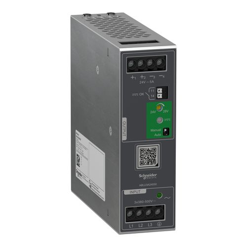 Main product image of Regulated Power Supply, 380–500 VAC, 24V Output, 5A, 3 Phase, ABLU3A24050