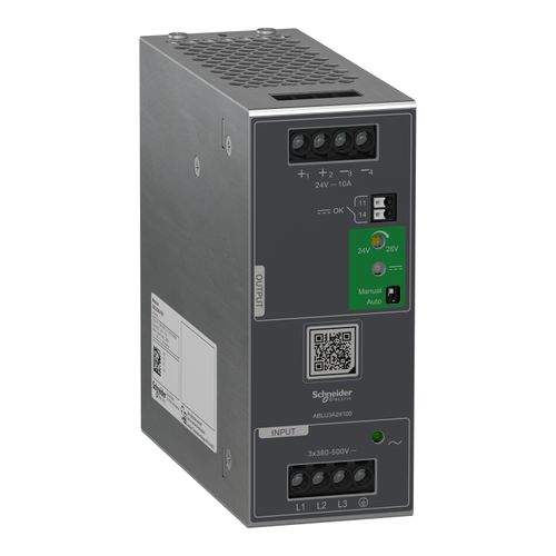 Main product image of Regulated Power Supply, 380–500 VAC, 24V Output, 10A, 3 Phase, ABLU3A24100