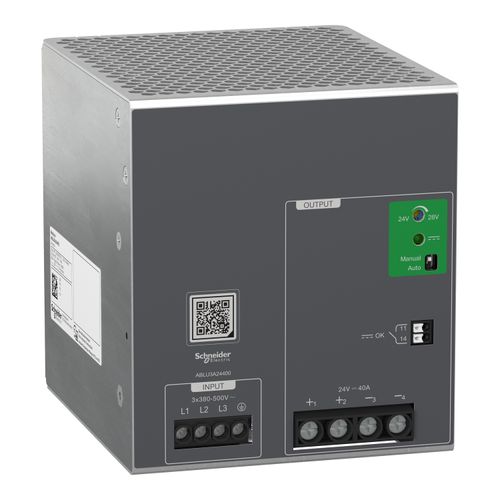 Main product image of Regulated Power Supply, 380–500 VAC, 24V Output, 40A, 3 Phase, ABLU3A24400