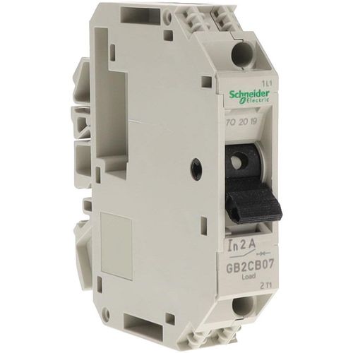 Main product image of 2 Amp, 1 Pole, Backplate, Clip, DIN Rail Mount Circuit Protector, GB2CB07