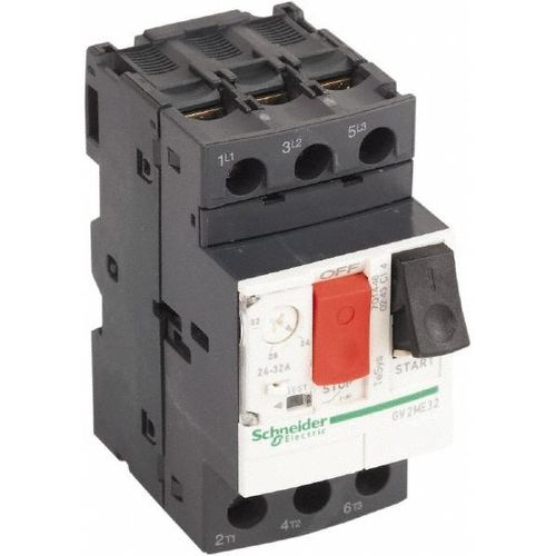 Main product image of 32 Amp, 690 VAC at 50/60 Hz, 3 Pole, Bolt On, Clip Motor Circuit Breaker, GV2ME32