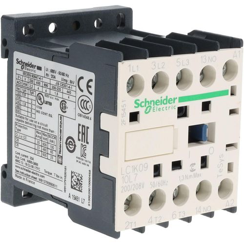 Main product image of 3 Pole Contactor, NO 200 to 208Vac at 50/60 Hz, TeSys K, LC1K0910L7