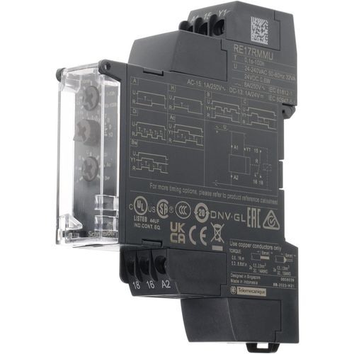Main product image of 100 hr Delay, Multiple Range SPDT Time Delay Relay 8 Contact Amp, 24 to 240 VAC/VDC, Selector Switch, RE17RMMU