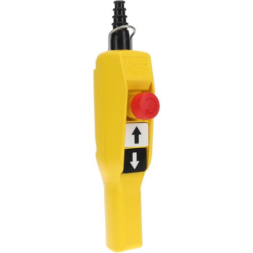 Main product image of Pendant Control Station, Momentary, 2NO/1NC, Up, Down & Emergency Stop 3 Pushbutton Operators, Flush Push Button Operator, Yellow, XACA2013