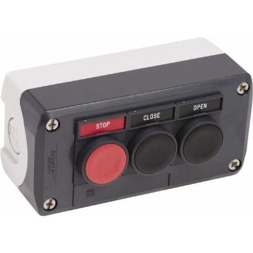 Main product image of Push-Button Control Station, Momentary, 2NO/NC, Open, Close & Stop 3 Pushbutton Operators, Flush Push Button Operator, 13 & 4X NEMA Rating, Gray, XALD321S1H7