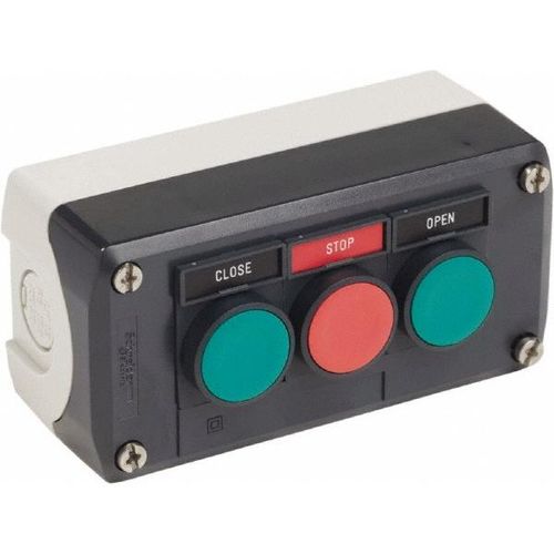 Main product image of Push-Button Control Station, Momentary, 2NO/NC, Open, Close & Stop 3 Pushbutton Operators, Flush Push Button Operator, 1, 13, 4 & 4X NEMA Rating, Gray, XALD351H29H7