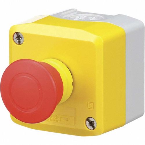 Main product image of Push-Button Control Station, Push & Pull, NC, No Legend 1 Pushbutton Operator, Mushroom Head Operator, 13 & 4X NEMA Rating, Gray & Yellow, XALK198H7