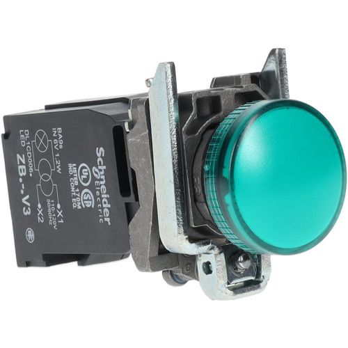 Main product image of 110-120 VAC at 50/60 Hz Green Lens Incandescent Pilot Light, Screw Clamp, XB4BV33