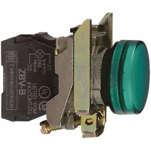 Main product image of 230-240 VAC at 50/60 Hz Green Lens LED Pilot Light, Screw Clamp, XB4BVM3