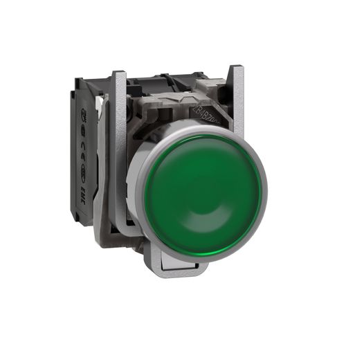 Main product image of Push Button, Harmony XB4, 22mm, Green, LED, 24 VAC DC, 1NO, Flush, XB4BW33B5