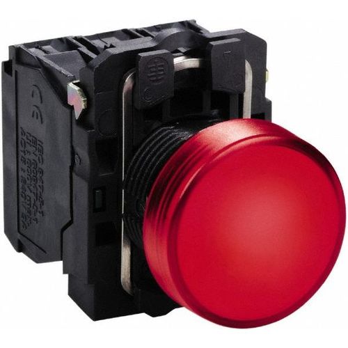 Main product image of 24 VAC/VDC at 50/60 Hz Red Lens LED Pilot Light, Screw Clamp, XB5AVB4