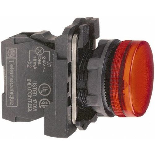 Main product image of 110-120 VAC at 50/60 Hz Red Lens LED Pilot Light, Screw Clamp, XB5AVG4