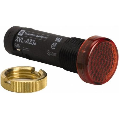 Main product image of 24 V Red Lens LED Pilot Light, Threaded Connector, XVLA334