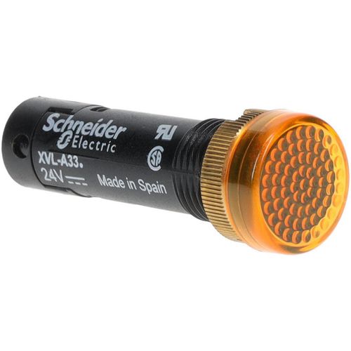 Main product image of 24 V Yellow Lens LED Pilot Light, Threaded Connector, XVLA335