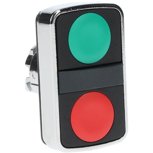 Main product image of Push-Button Switch, 22 mm Mounting Hole Dia, Momentary, Rectangle, Green and Red Pushbutton, Nonilluminated, Momentary, On-Off, Shock and Vibration Resistant, ZB4BA7340