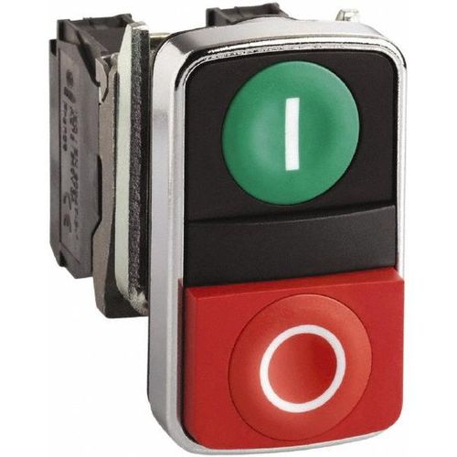 Main product image of Push-Button Switch, 22 mm Mounting Hole Dia, Momentary, Rectangle, Green and Red Pushbutton, Nonilluminated, Momentary, On-Off, Shock and Vibration Resistant, ZB4BA7341