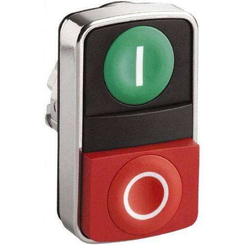Main product image of Push-Button Switch, 22 mm Mounting Hole Dia, Momentary, Rectangle, Green and Red Pushbutton, Nonilluminated, Momentary, On-Off, Shock and Vibration Resistant, ZB4BL7341