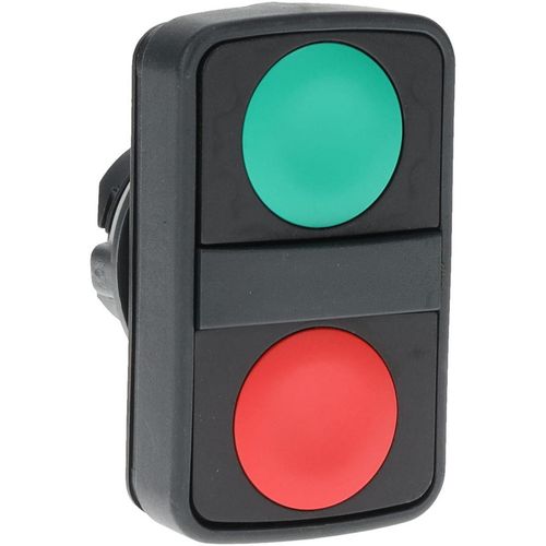Main product image of Push-Button Switch, 22 mm Mounting Hole Dia, Momentary, Rectangle, Green and Red Pushbutton, Nonilluminated, Momentary, On-Off, Shock and Vibration Resistant, ZB5AA7340