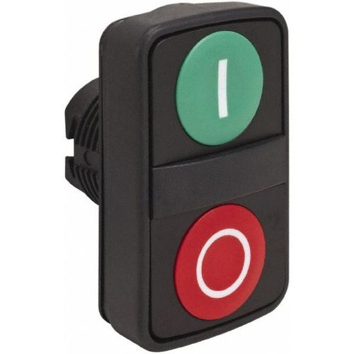 Main product image of Push-Button Switch, 22 mm Mounting Hole Dia, Momentary, Rectangle, Green and Red Pushbutton, Nonilluminated, Momentary, On-Off, Shock and Vibration Resistant, ZB5AA7341