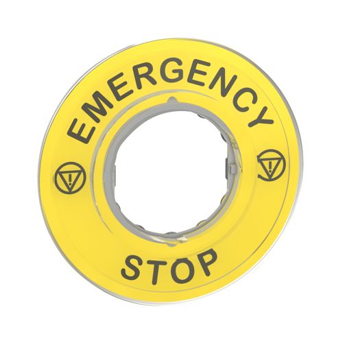 Main product image of Legend Holder 60mm for Emergency Stop, Harmony XB4, 60mm, Yellow, ZBY9320