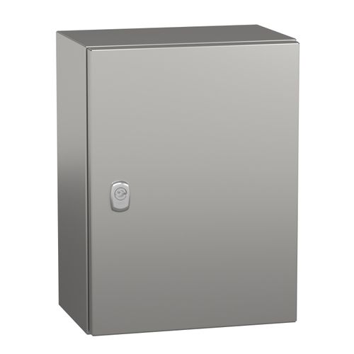 Main product image of Wall Mounted Electrical Enclosure, Spacial S3x, Stainless Steel 304L, Plain Door, 400x300x200mm, LP66