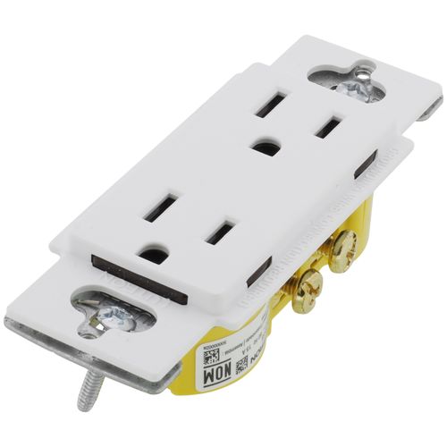 Main product image of Claro 15A Duplex Receptacle, Satin (Glacier White)