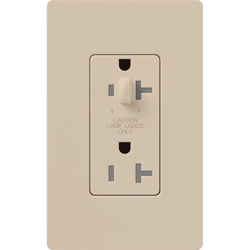 Main product image of Claro 15A Half Dimming, Tamper Resistant Duplex Receptacle, Decorator Outlet, Satin Finish, Taupe