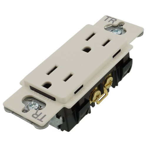 Main product image of Claro 15A Tamper-Resistant Duplex Receptacle, Satin (Biscuit)