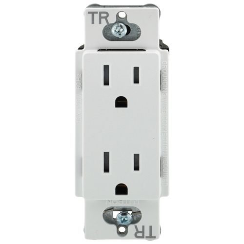 Main product image of Claro 15A Tamper-Resistant Duplex Receptacle, Satin  (Glacier White)