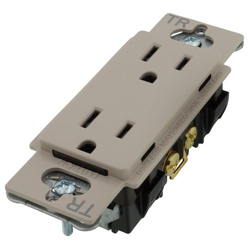 Main product image of Claro 15A Tamper-Resistant Duplex Receptacle, Satin (Taupe)