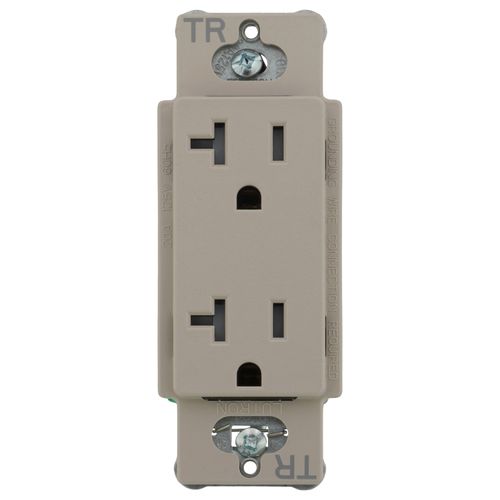 Main product image of Claro 20A Tamper-Resistant Duplex Receptacle, Satin (Taupe)