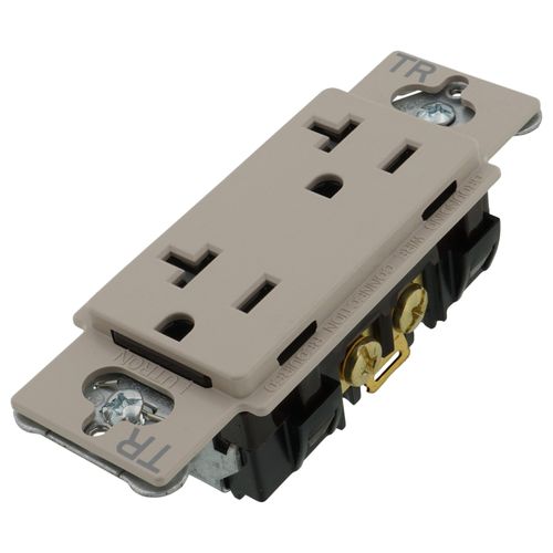 Main product image of Claro 20A Tamper-Resistant Duplex Receptacle, Satin (Taupe)
