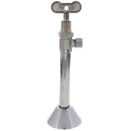 Main product image of 1/2" Nom. Sweat x 3/8" O.D. Compr. Angle Stop Valve w/ 5" Sweat Extension, Key & Bell Escutcheon (Chrome)