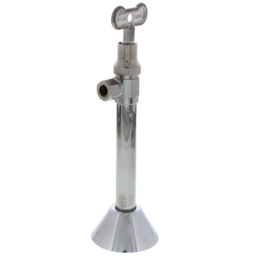 Main product image of 1/2" Nom. Sweat x 3/8" O.D. Compr. Angle Stop Valve w/ 5" Sweat Extension, Key & Bell Escutcheon (Chrome)