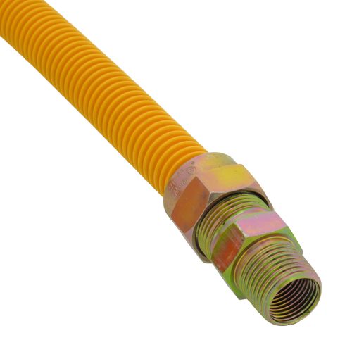 Main product image of 1/2" ID (5/8" OD) Coated Corrugated Stainless Steel Gas Connector 1/2" MIP x MIP (24" Length)